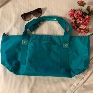Blue Neiman Marcus zip tote bag
